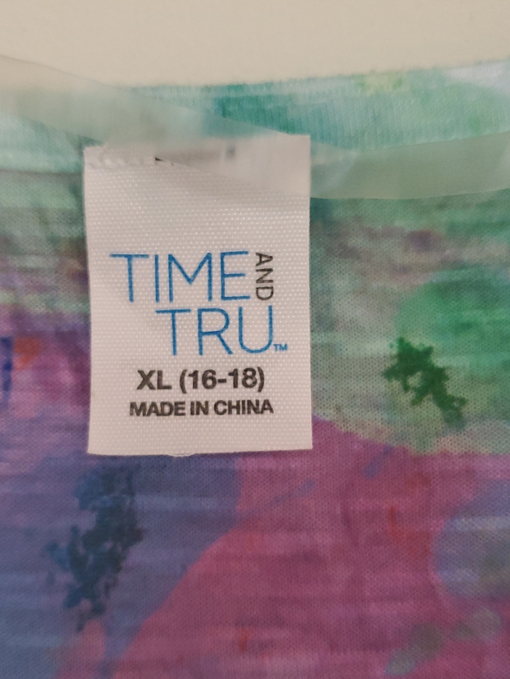Short Sleeves Multicolor Watercolor Floral - Blue Green Purple - Picture 3 of 3